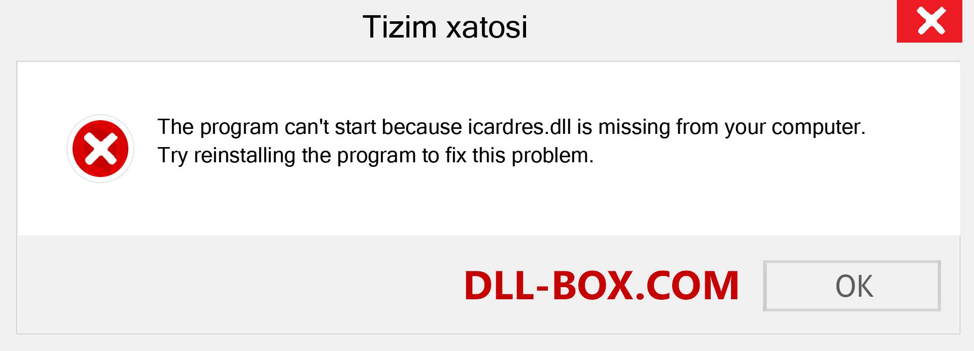 icardres.dll fayli yo'qolganmi?. Windows 7, 8, 10 uchun yuklab olish - Windowsda icardres dll etishmayotgan xatoni tuzating, rasmlar, rasmlar